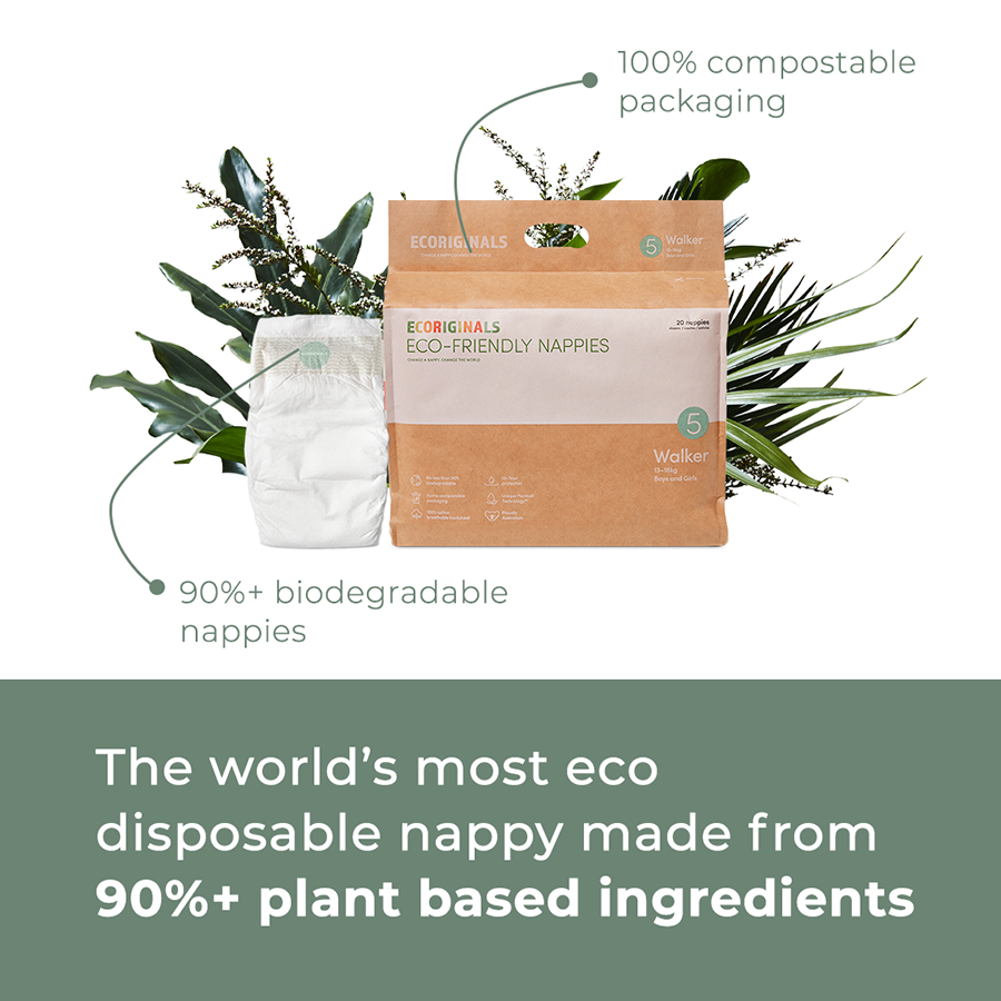 Ecoriginals Eco Nappies Walker 12-18kg Plant Based 6 X 18 Pack (108) Bulk Bundle