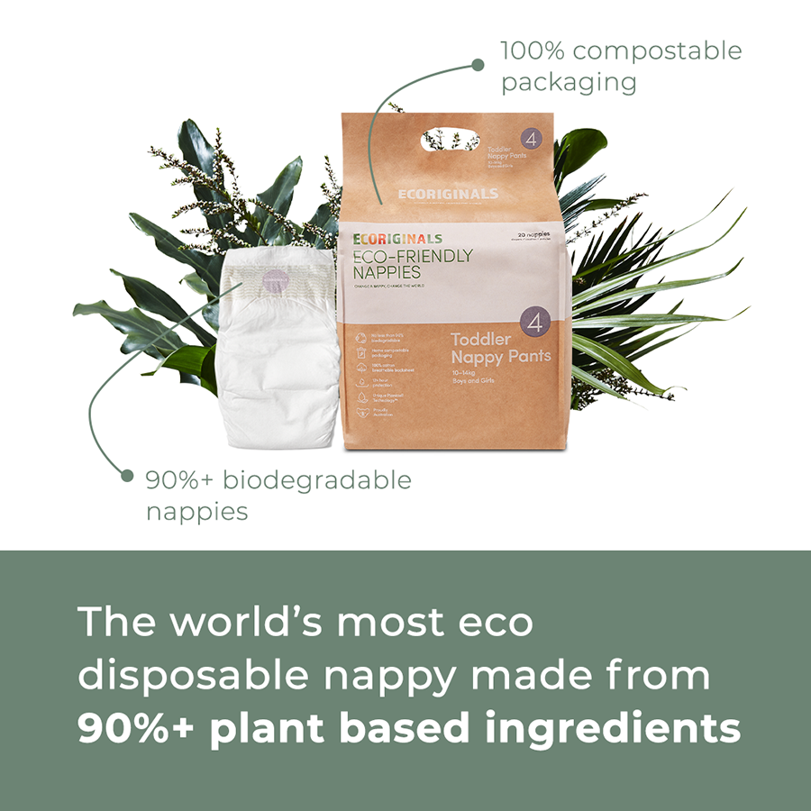 Ecoriginals Eco Toddler Nappy Pants 10-15kg Plant Based 6 X 18 Pack (108) Bulk Bundle