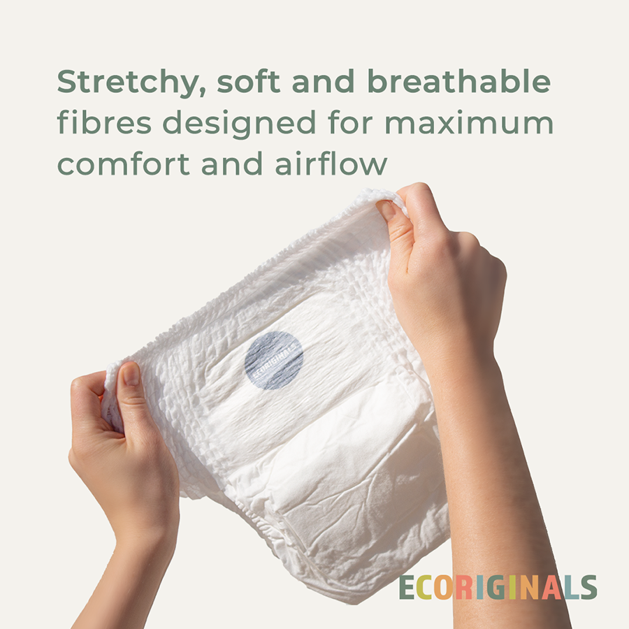 Ecoriginals Eco Bundle 1 X 18 Pack Toddler Nappy Pants 10-15kg + 1 X 70 Pack Plant Based Baby Wipes