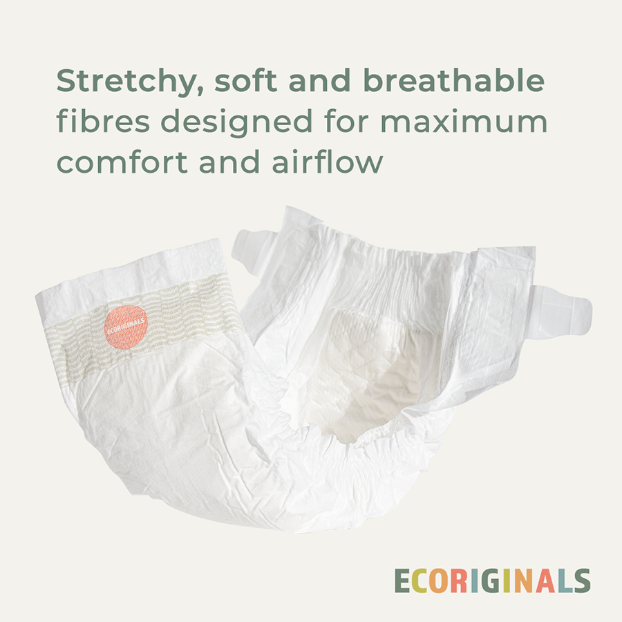 Ecoriginals Eco Bundle 3 X 28 Pack Newborn Plus Nappies 3.5-6kg + 3 X 70 Pack Plant Based Baby Wipes