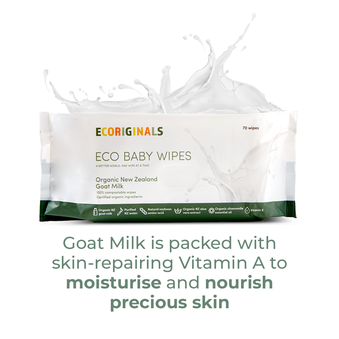 Ecoriginals 3 X 70 Pack Goat Milk Baby Eco Wipes, Plant Based + Biodegradable