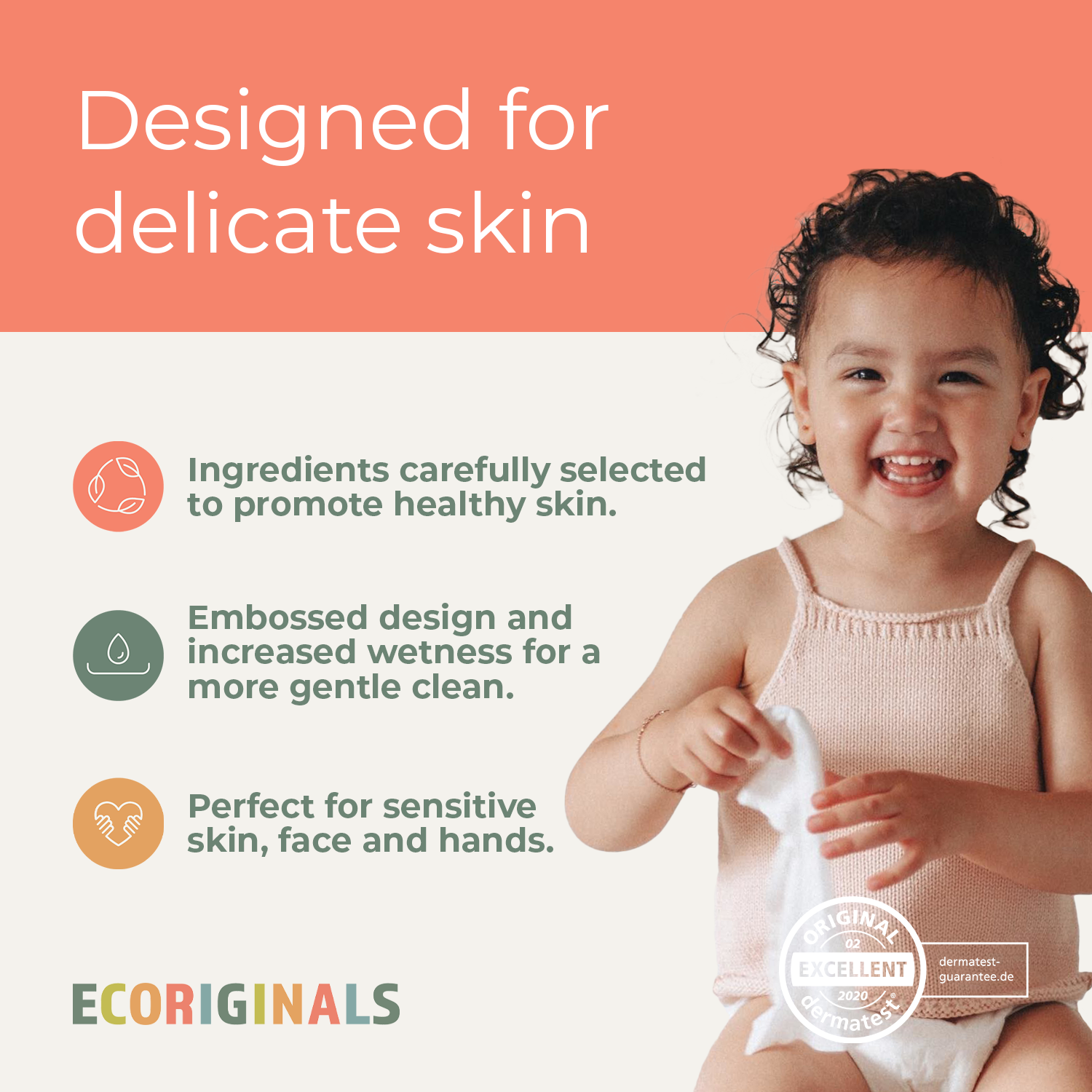 Ecoriginals 12 X 70 Pack Purified New Zealand Water Baby Eco Wipes, Plant Based + Biodegradable