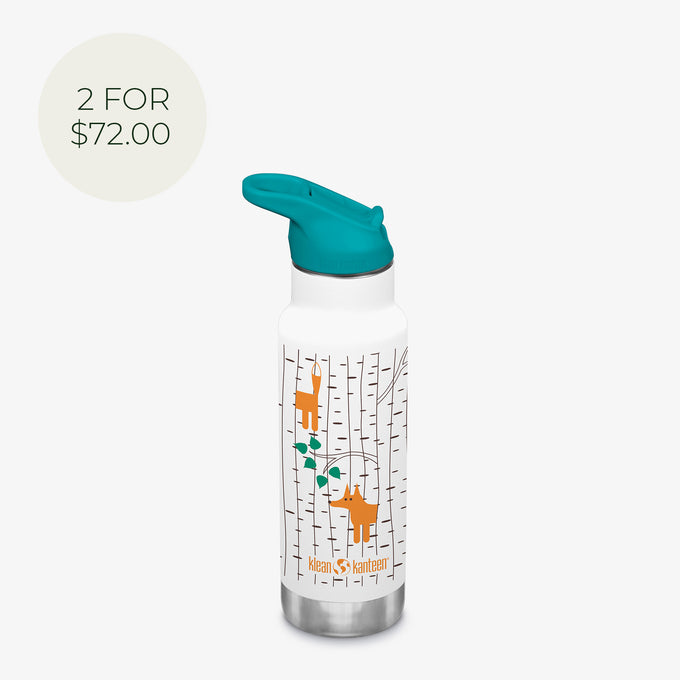 12oz (355ml) Kid's Classic Insulated Water Bottle with Flip Seal Sport Cap (Aspen Foxes)