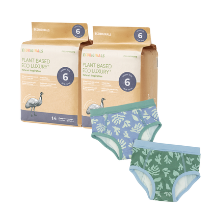 Ecoriginals Toilet Training Pack 2 X 14 Pack Junior Nappy Pants 16kg+ + Training Pants 2 Pack - Sea Life - 2 - 3Y