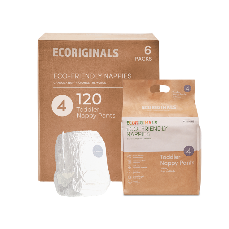 Ecoriginals Eco Toddler Nappy Pants 10-15kg Plant Based 6 X 18 Pack (108) Bulk Bundle