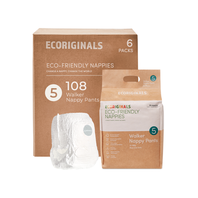 Ecoriginals Eco Walker Nappy Pants 12-18kg Plant Based 6 X 16 Pack (96) Bulk Bundle