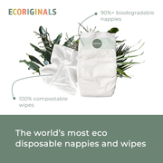Ecoriginals Newborn Essential Bundle 1X30 Pk Eco Nappies 0-4kg + 3X70 Pk Natural Wipes + 5x Travel Nappies