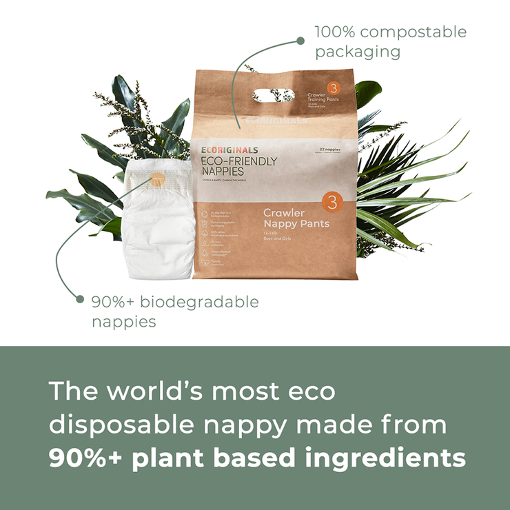 Ecoriginals Eco Nappy Pants Crawler 6-11kg Plant Based 6 X 22 Pack (132) Bulk Bundle