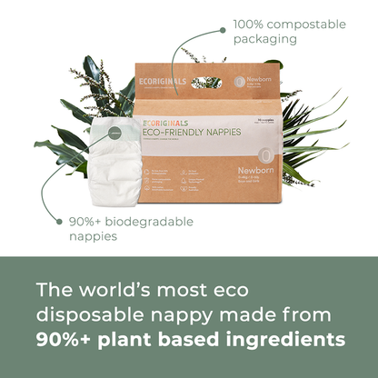 Ecoriginals Eco Nappies Newborn 0-4.5kg Plant Based 6 X 30 Pack (180) Bulk Bundle
