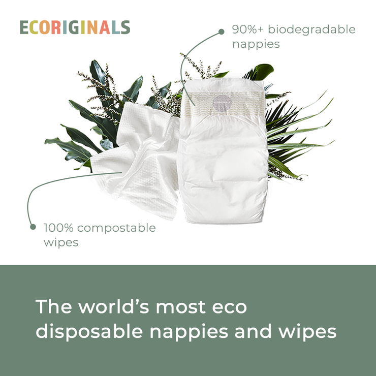Ecoriginals Eco Bundle 3 X 16 Pack Junior Nappy Pants 16kg+. + 3 X 70 Pack Plant Based Baby Wipes