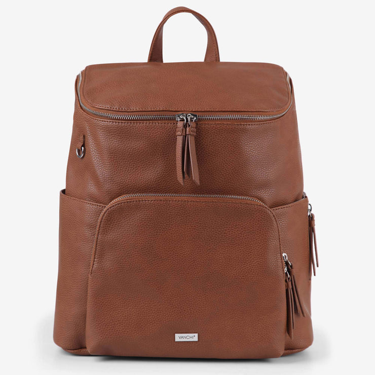 VANCHI Frankie Everyday Backpack (Vegan) Pebbled Tan