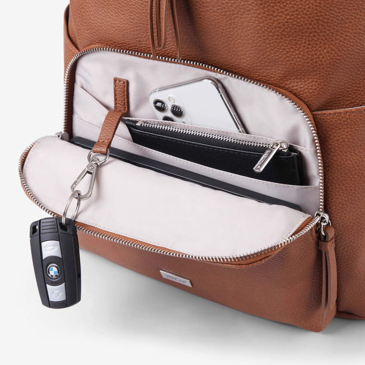 VANCHI Frankie Everyday Backpack (Vegan) Pebbled Tan
