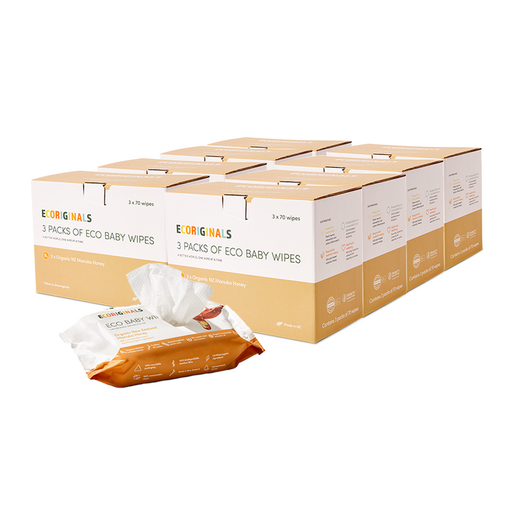 Ecoriginals 24 X 70 Pack Organic Manuka Honey Eco Baby Wipes, Plant Based + Biodegradable