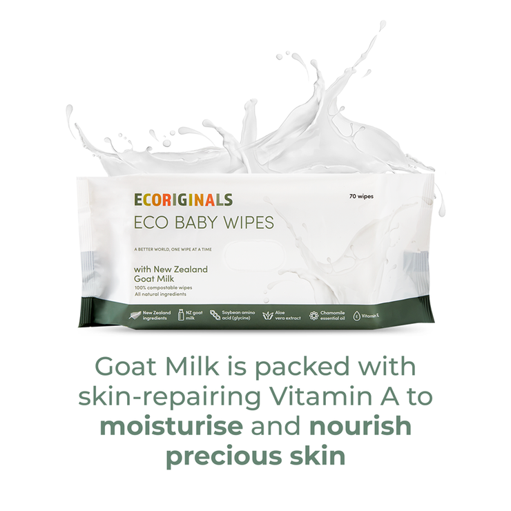 Ecoriginals 24 X 70 Pack Goat Milk Baby Eco Wipes, Plant Based + Biodegradable "