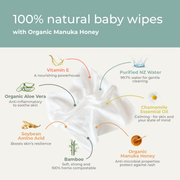 Ecoriginals 12 X 70 Pack Organic Manuka Honey Eco Baby Wipes, Plant Based + Biodegradable