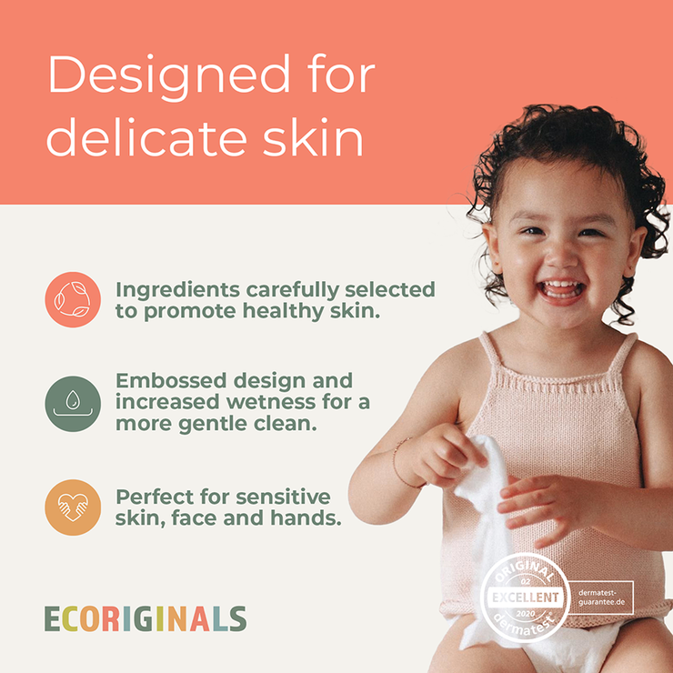Ecoriginals 24 X 70 Pack Purified New Zealand Water Baby Eco Wipes, Plant Based + Biodegradable  "