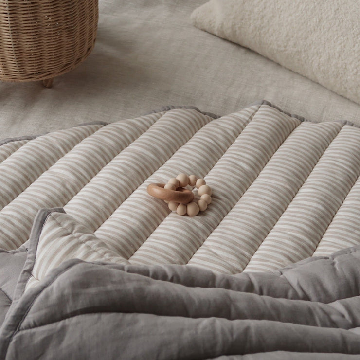 Behr and Co STONEWASHED LINEN BABY PLAY MAT | 115 dia | Ash + Stripe