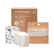 Ecoriginals Eco Nappies Walker 13-18kg Plant Based 6 X 20 Pack (120) + 1 X Travel Bamboo Change Mat