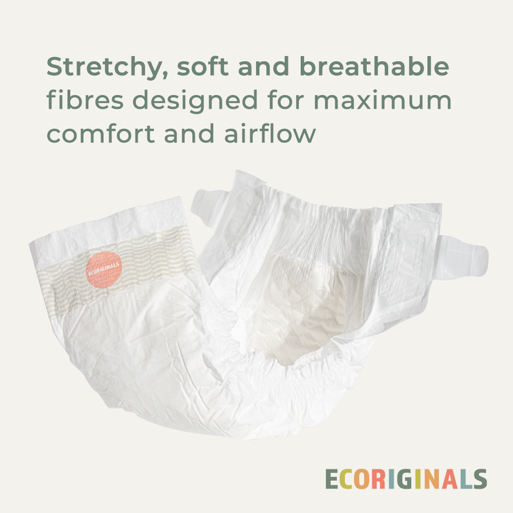 Ecoriginals Eco Nappies Toddler 10-14kg Plant Based 6 X 22 Pack (132) + 1 X Travel Bamboo Change Mat