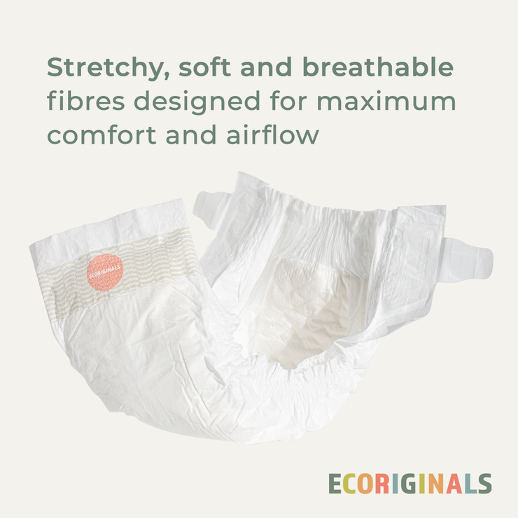 Ecoriginals Eco Nappies Infant 4-7kg Plant Based 6 X 28 Pack (168) + 1 X Travel Bamboo Change Mat