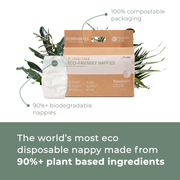 Ecoriginals Eco Nappies Newborn 0-4kg Plant Based 6 X 30 Pack (180) + 1 X Travel Bamboo Change Mat